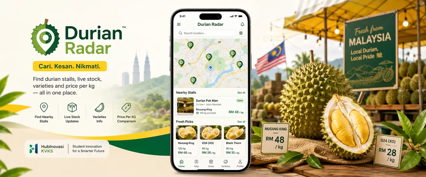 Dashboard Durian Radar pada komputer riba dan telefon
