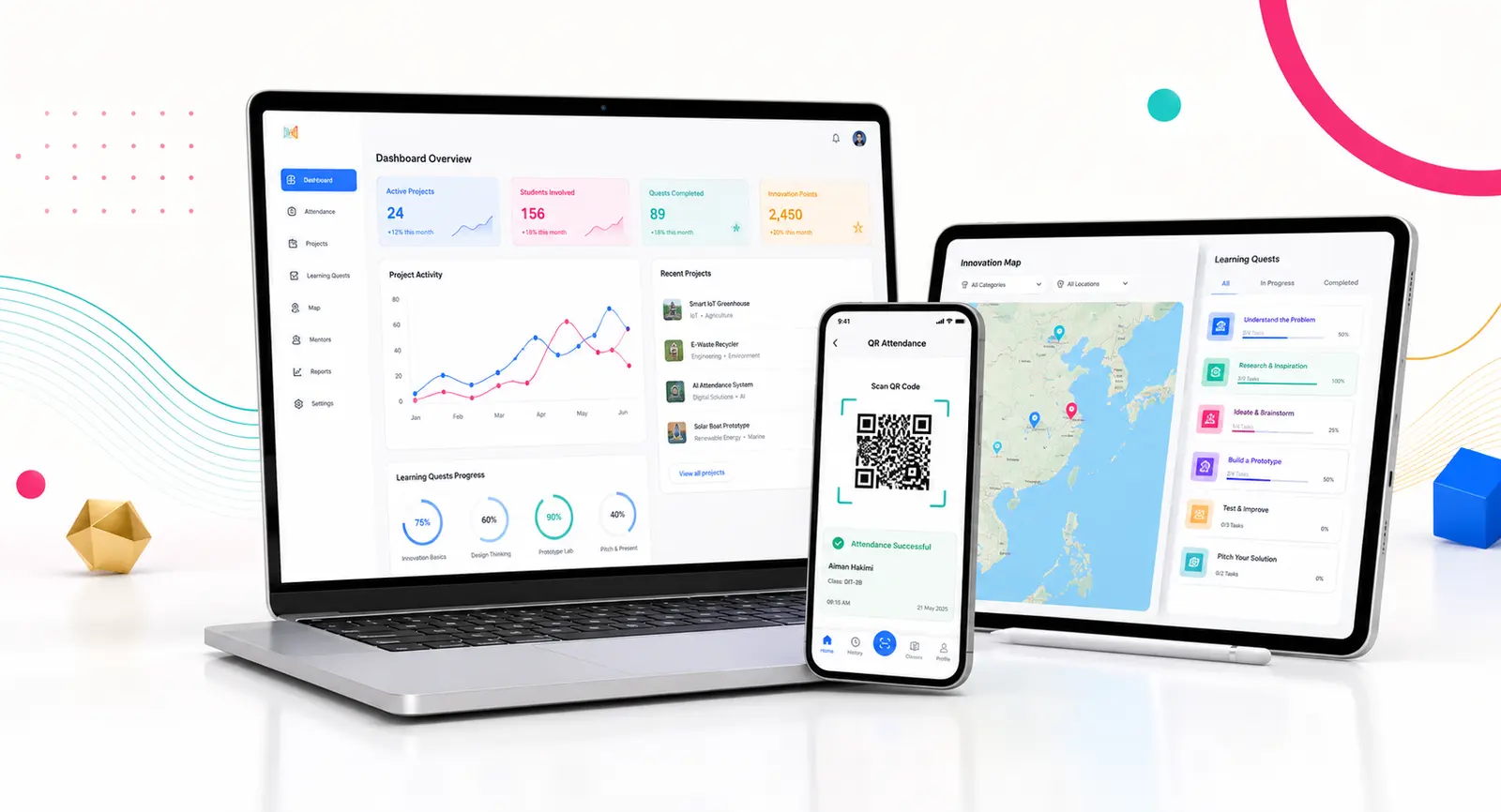 Pratonton produk inovasi pelajar pada komputer riba, tablet dan telefon